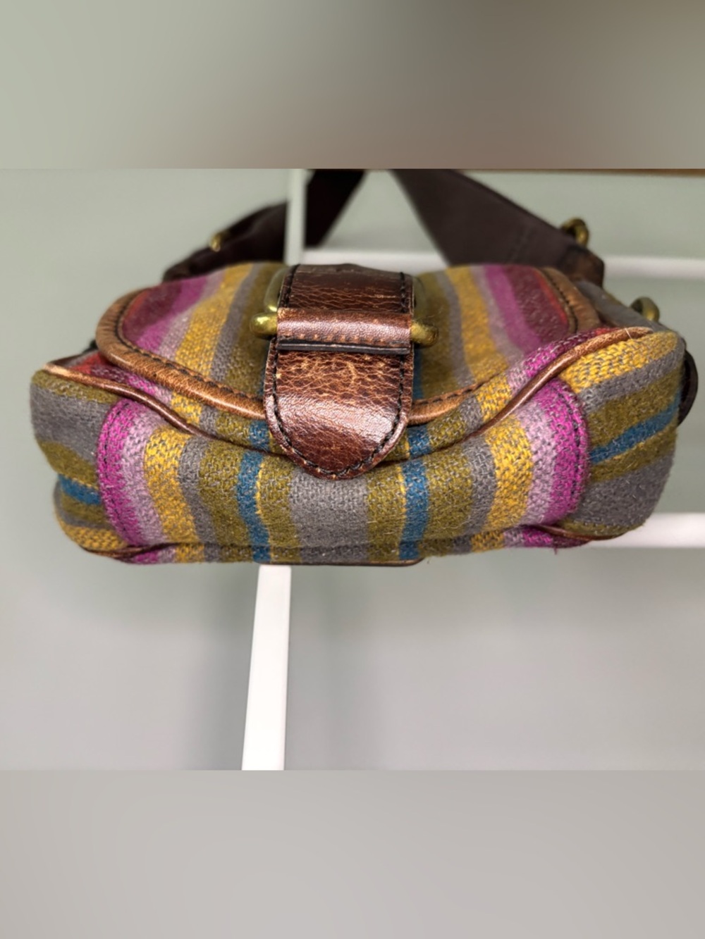Fossil Striped Multicolor Crossbody Bag with Leather Trim - Picture 6 of 12